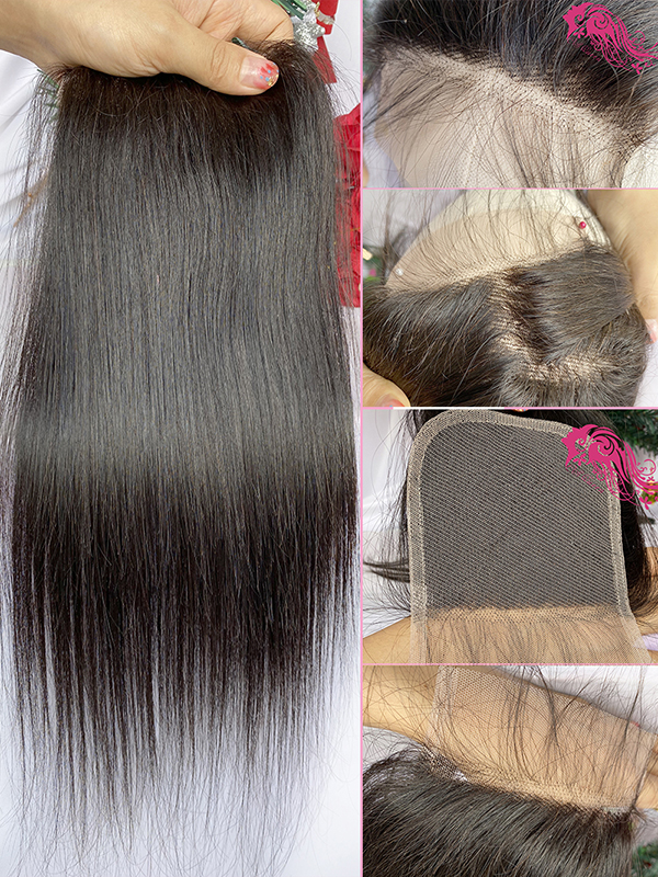 Csqueen Mink hari Straight hair 5*5 Transparent Lace Closure 100% Unprocessed Hair - Click Image to Close